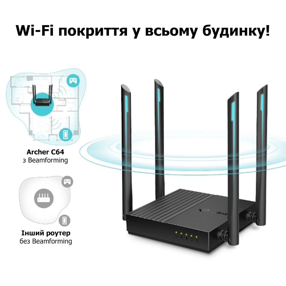Wi-Fi роутер TP-Link ARCHER C64 Wi-Fi 5